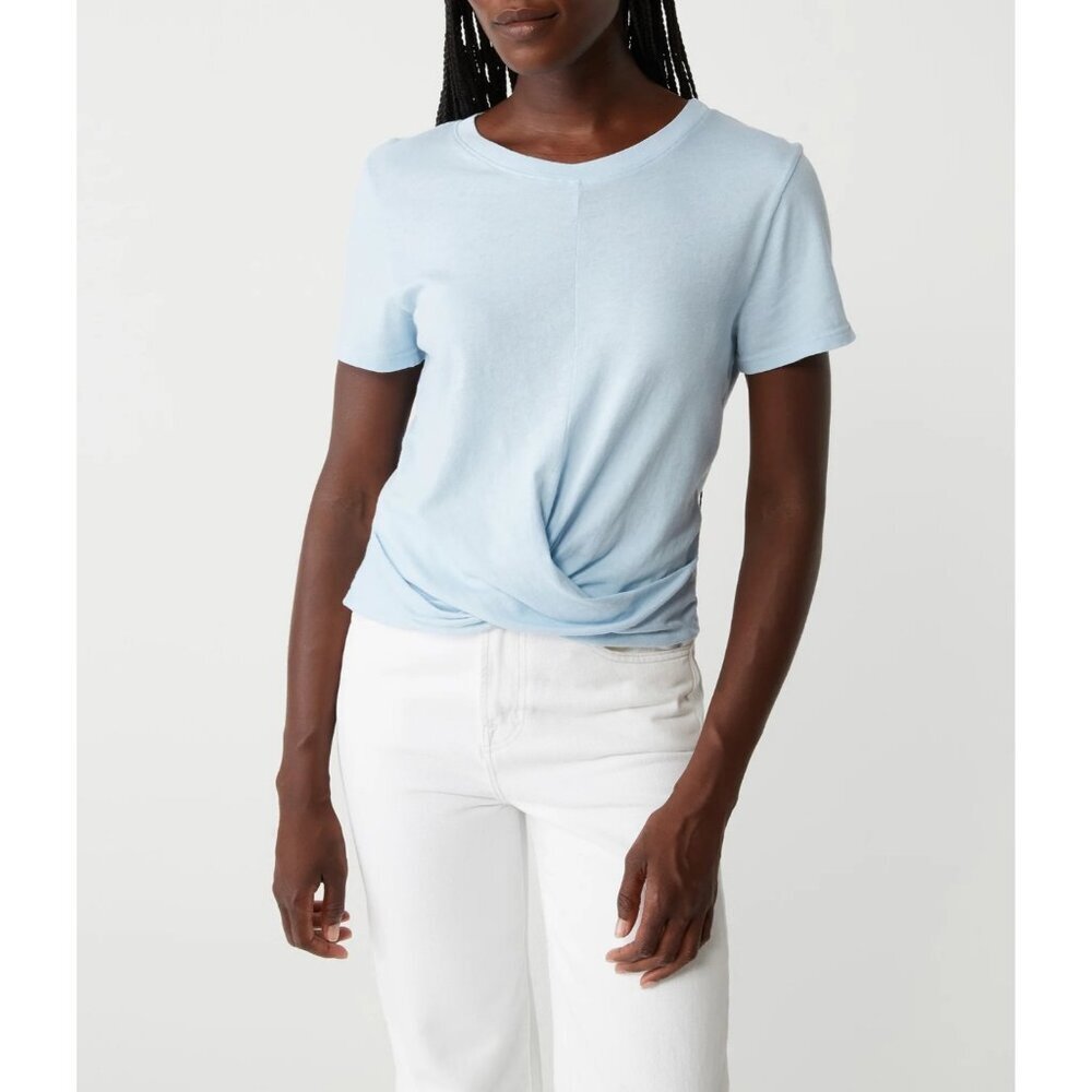 Michael Stars Hollis Criss Cross Vintage Jersey Tee Fountain Blue Size L NWT